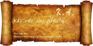 Körözsi Alán névjegykártya